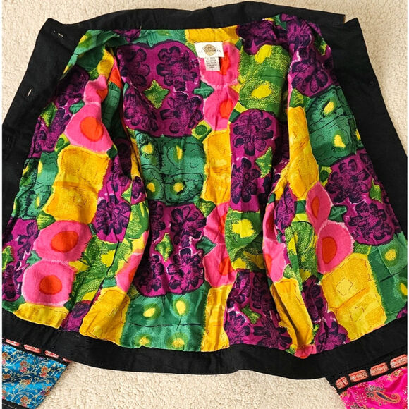 Sandy Starkman Patchwork Jacket Cottagecore Boho Festival Craft Cotton Rayon L - Picture 3 of 11